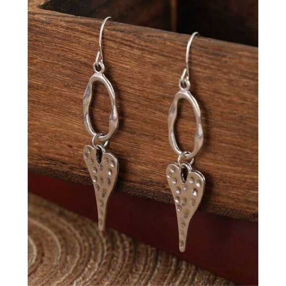 Hammered Heart Earrings - Picture 2 of 6